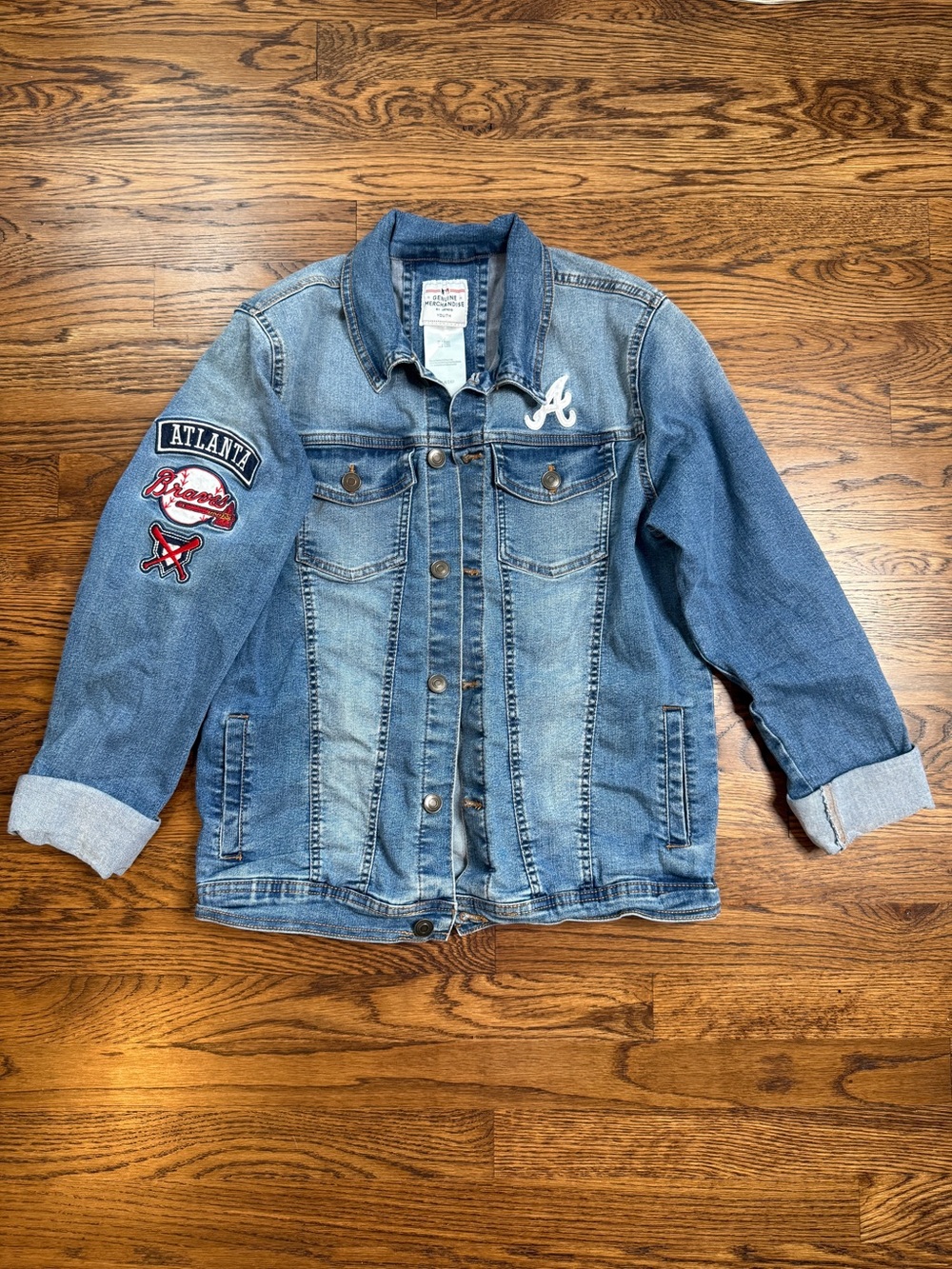 Genuine Merchandise Youth Atlanta Braves Denim Unisex Trucker Jacket Large 14/16